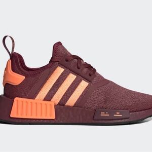 Adidas NMD_R1 W Maroon with Orange Stripes